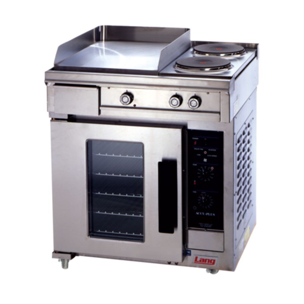 Lang Manufacturing R30C-APD, 19.8 KW Electric Restaurant Range, 2 French Plates, 18 Griddle, Convection Oven