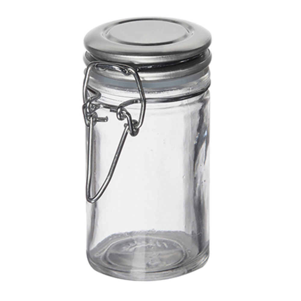 Tablecraft 2oz Resealable Spice Jars, Glass & Stainless Steel, Solid