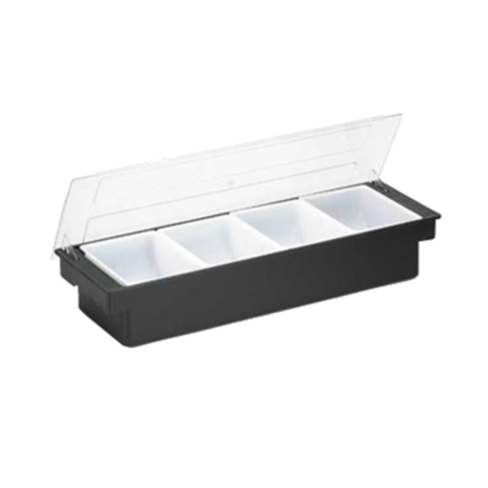 Bar Garnish Tray with Lid - Plastic - 4 Compartments