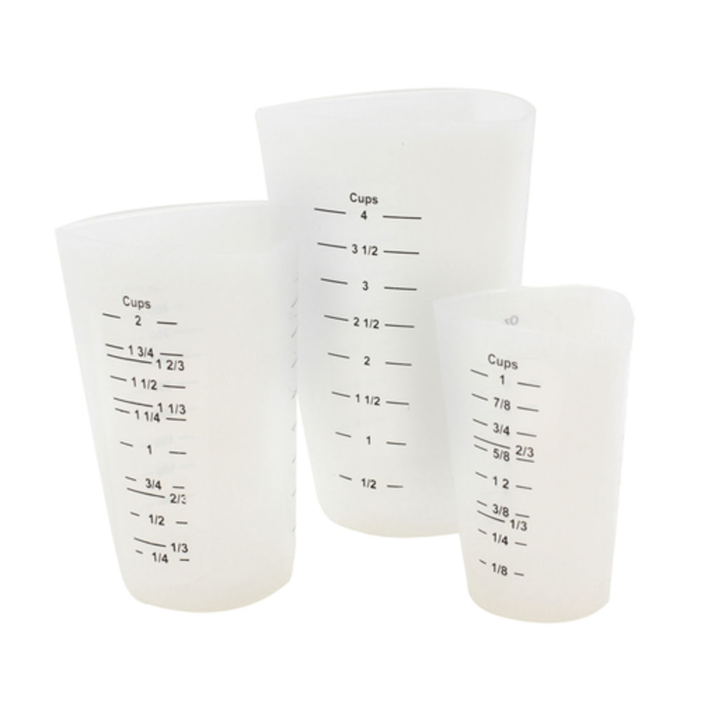 Tablecraft Flexible Measuring Cups, Silicone, Set of 3, Includes: 1, 2 & 4  Cups