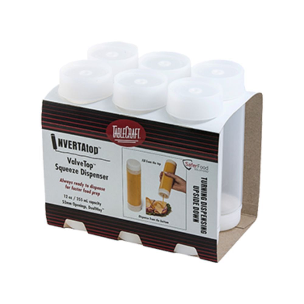 Tablecraft 12 oz InvertaTop Squeeze Bottle, 53 mm Opening (Conveniently Packaged for Cash