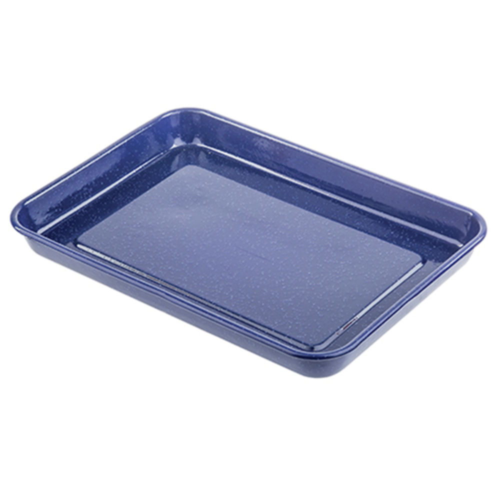 Tablecraft Rectangular Enamel Serving Tray, Blue with White Speckle, 16 x  11.5 x 1.5
