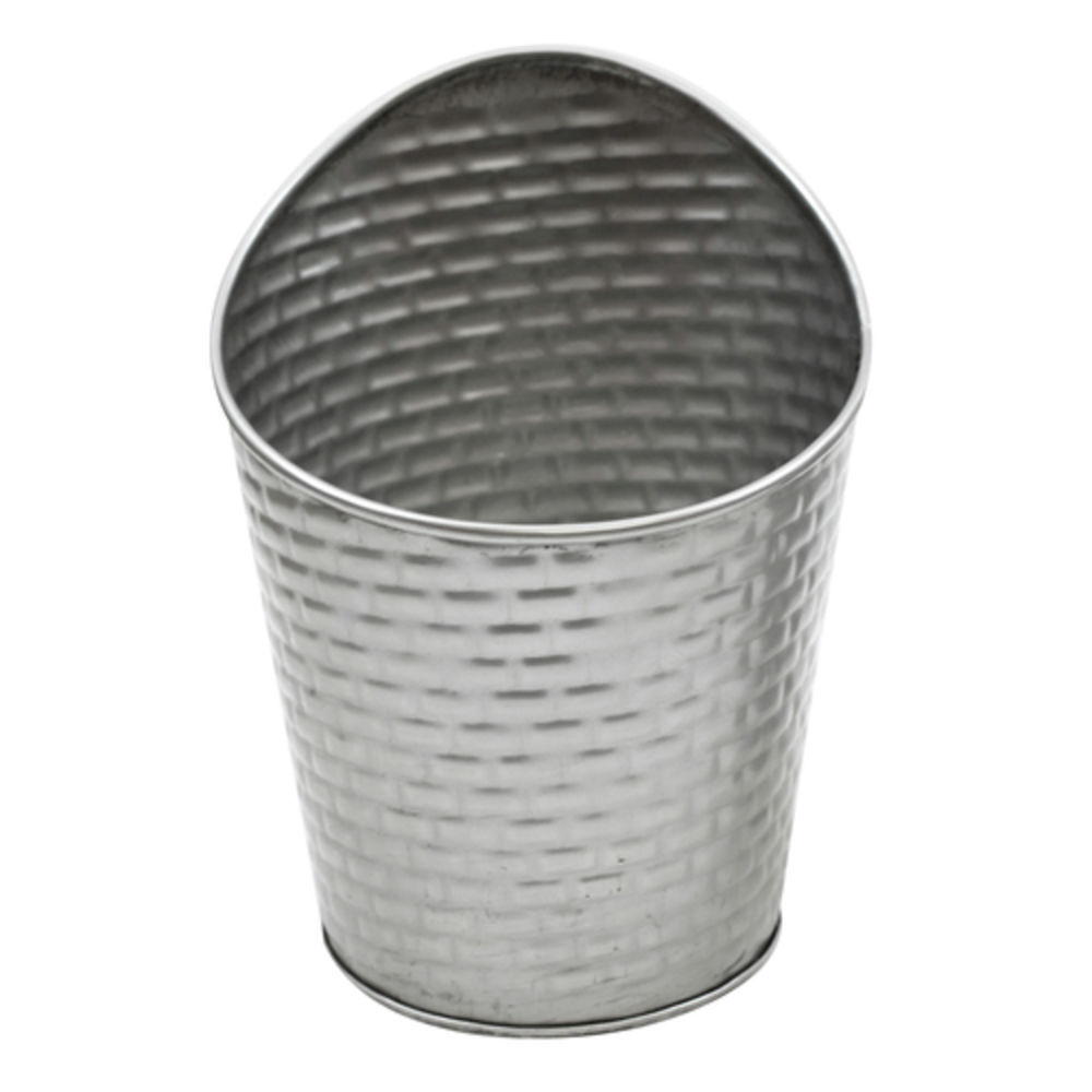 TableCraft Products 10042 10 Oz. Slanted Round Stainless Steel Lattice Collection Fry Cup