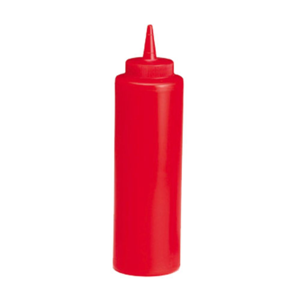 Tablecraft 12 oz Squeeze Bottle, Ketchup, Cone Tip, Red Top, 38 mm 36 per case