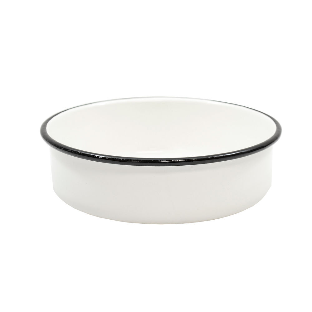 Tablecraft Enamelware Collection Round Serving Tray, 8.5" diameter x 2.25"