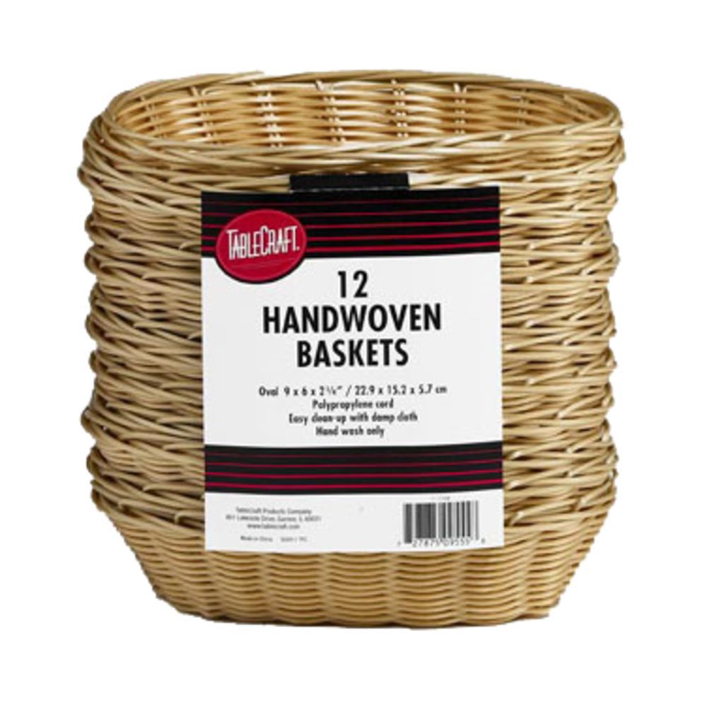 Tablecraft Handwoven Oval Basket, Natural Polyethylene, 9 x 6 x 2.25