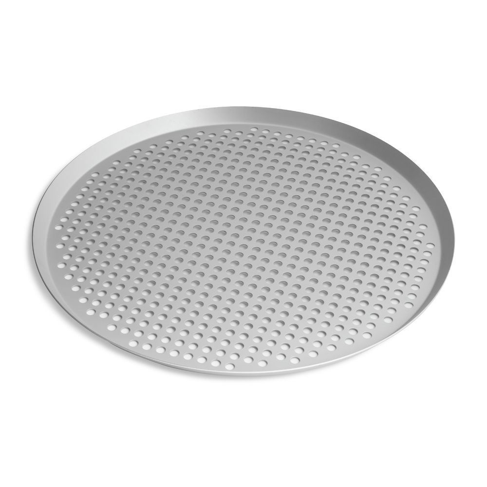 Vollrath 18-inch extra-perforated press-cut pizza pan with Clear