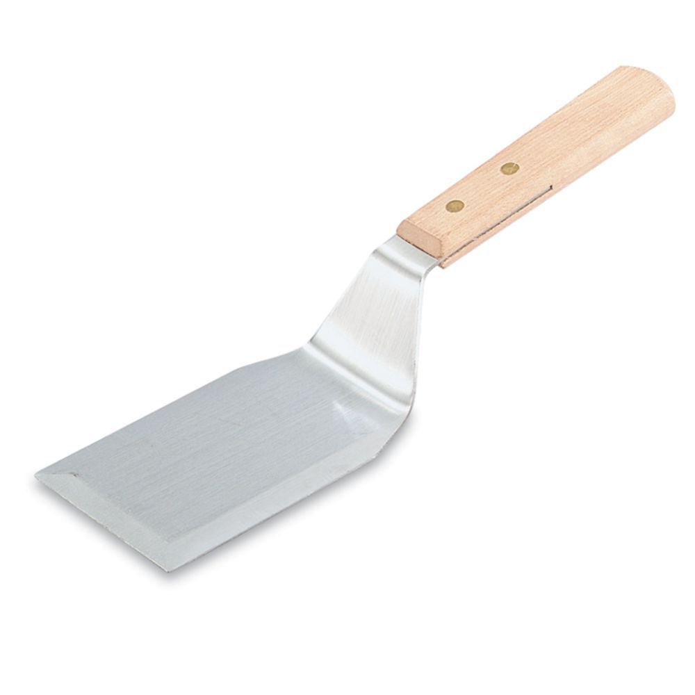 thumbnail image 2 of Traditional 6" X 3" Hamburger Turner With Wood Handle - High Carbon Steel Spatula 2 of 10