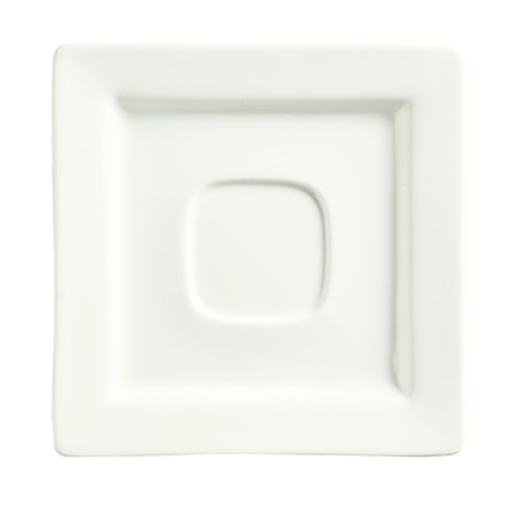 World Tableware Saucer, 5-7/8", square, with 2" well ring, porcelain ...