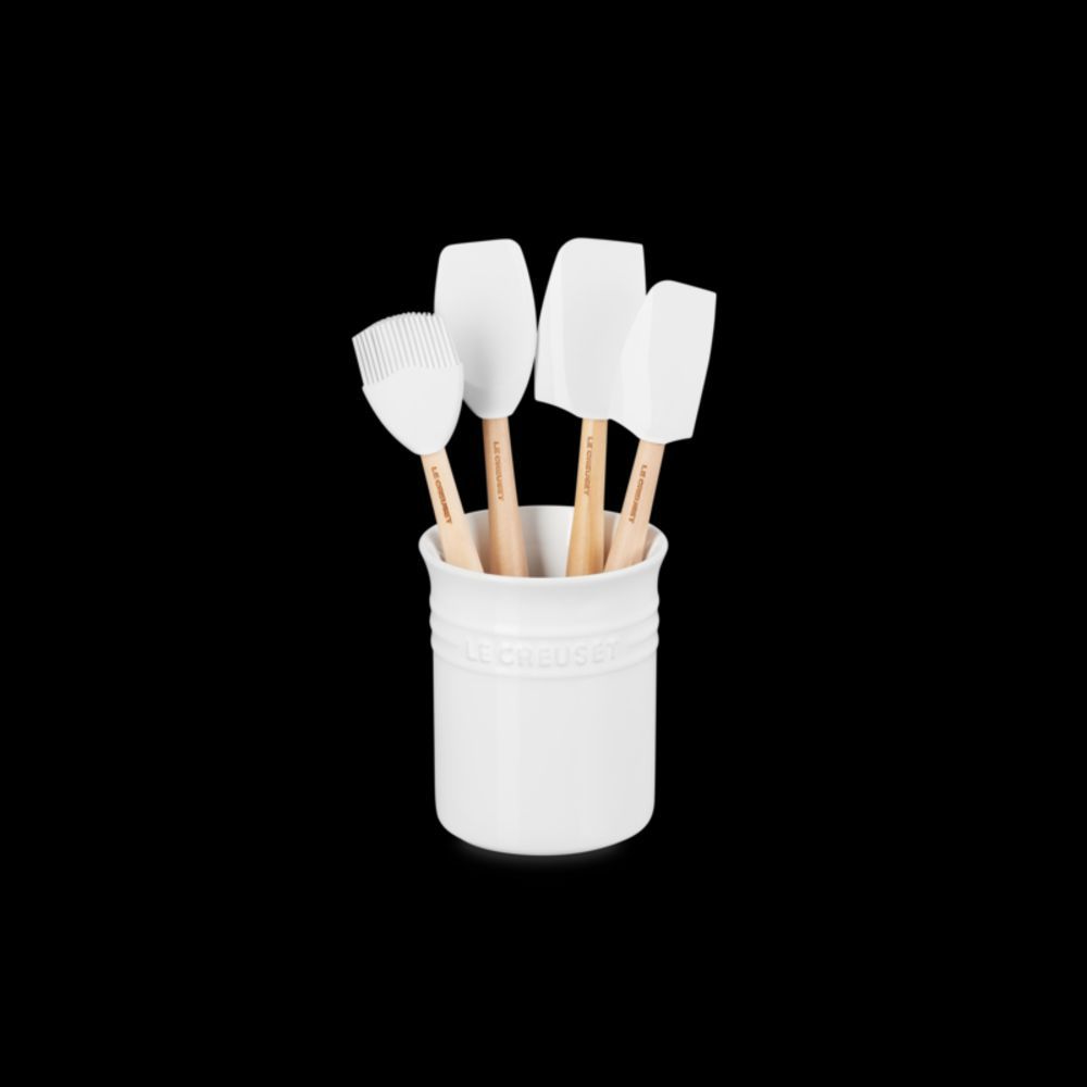 Le Creuset Craft Series 5-Piece Utensil Set with Crock - White