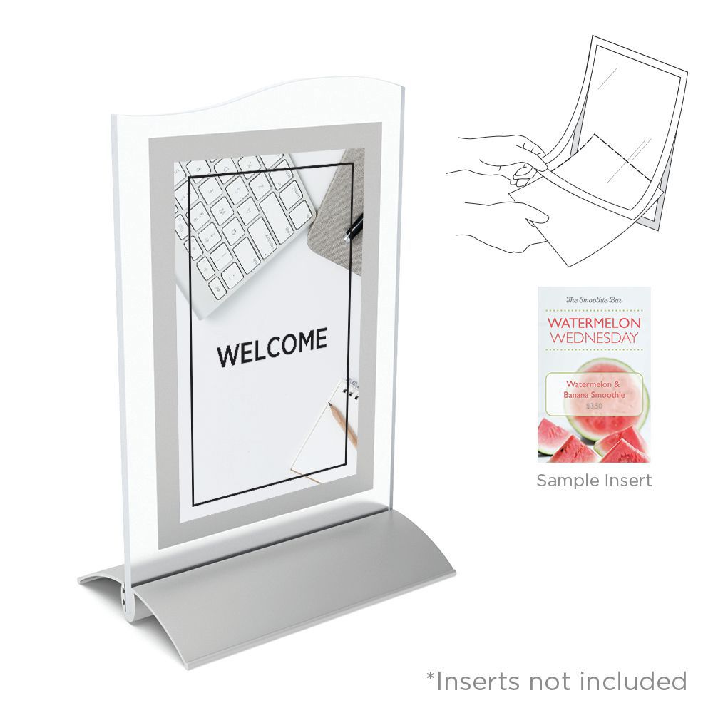 VGS silver singlesided countertop display sign holder with