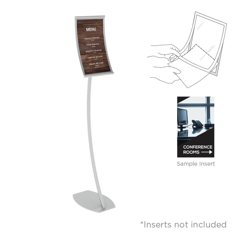 VGS silver floor stand sign holder with liftup cover for easy