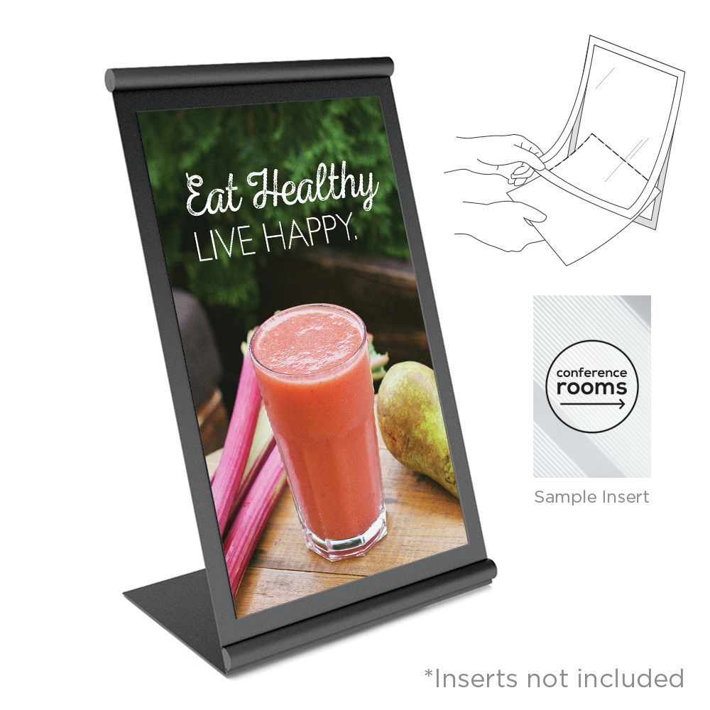 VGS black countertop display sign holder with liftup cover