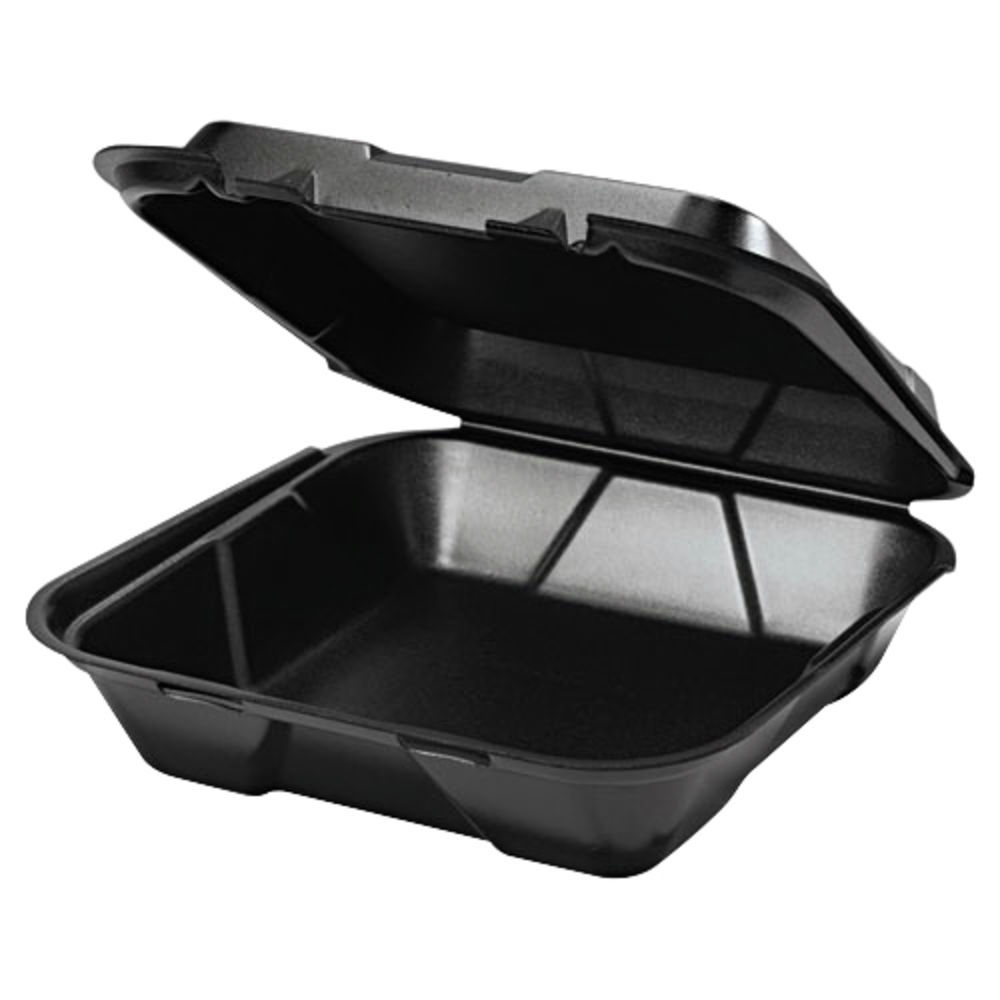 Genpak Vented 1 Compt Hinged Container 93/16"x99/16"x221/32" Black
