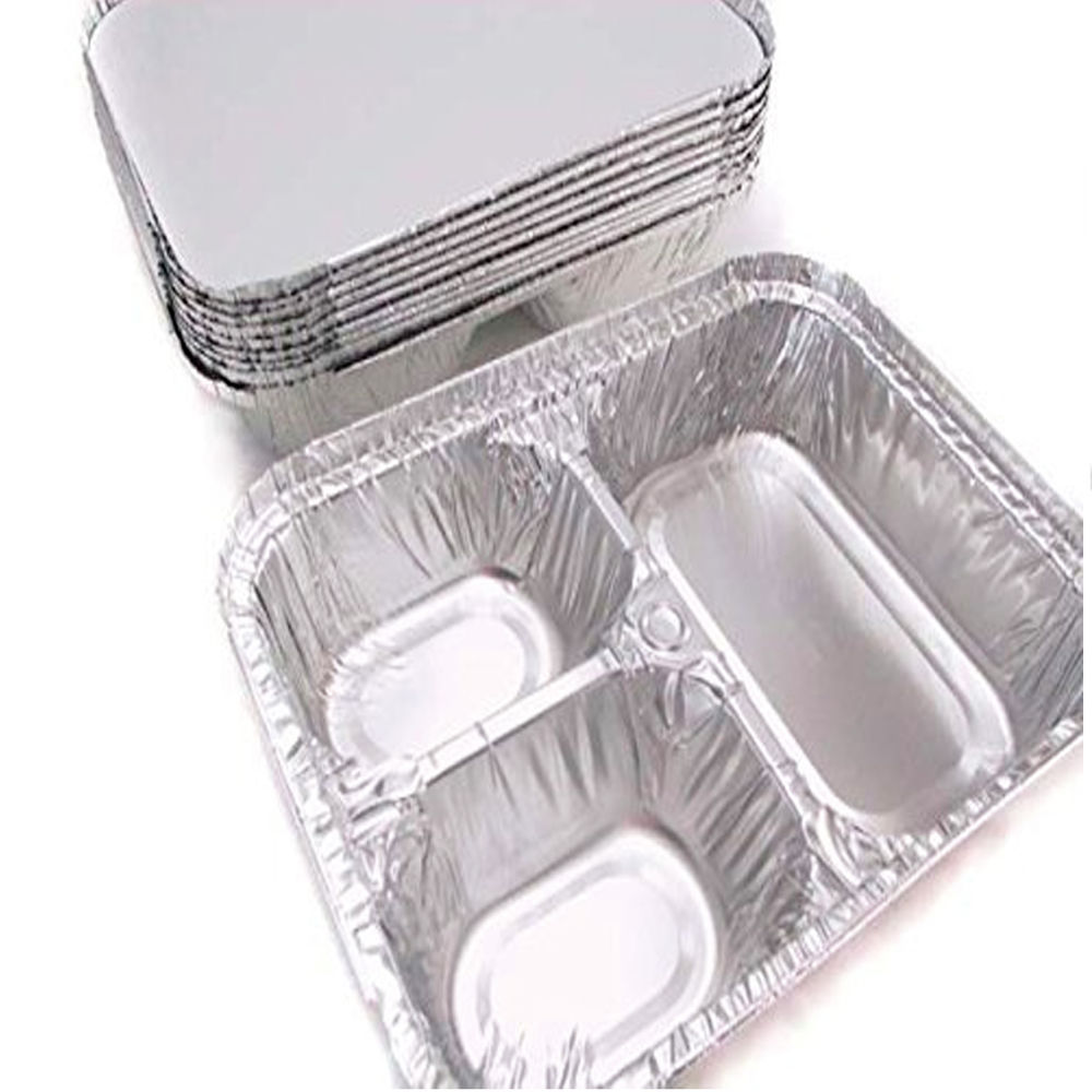 Handi-Foil 3-Compartment Oblong Foil Pan w/Board Lid Combo Pack 250/CS