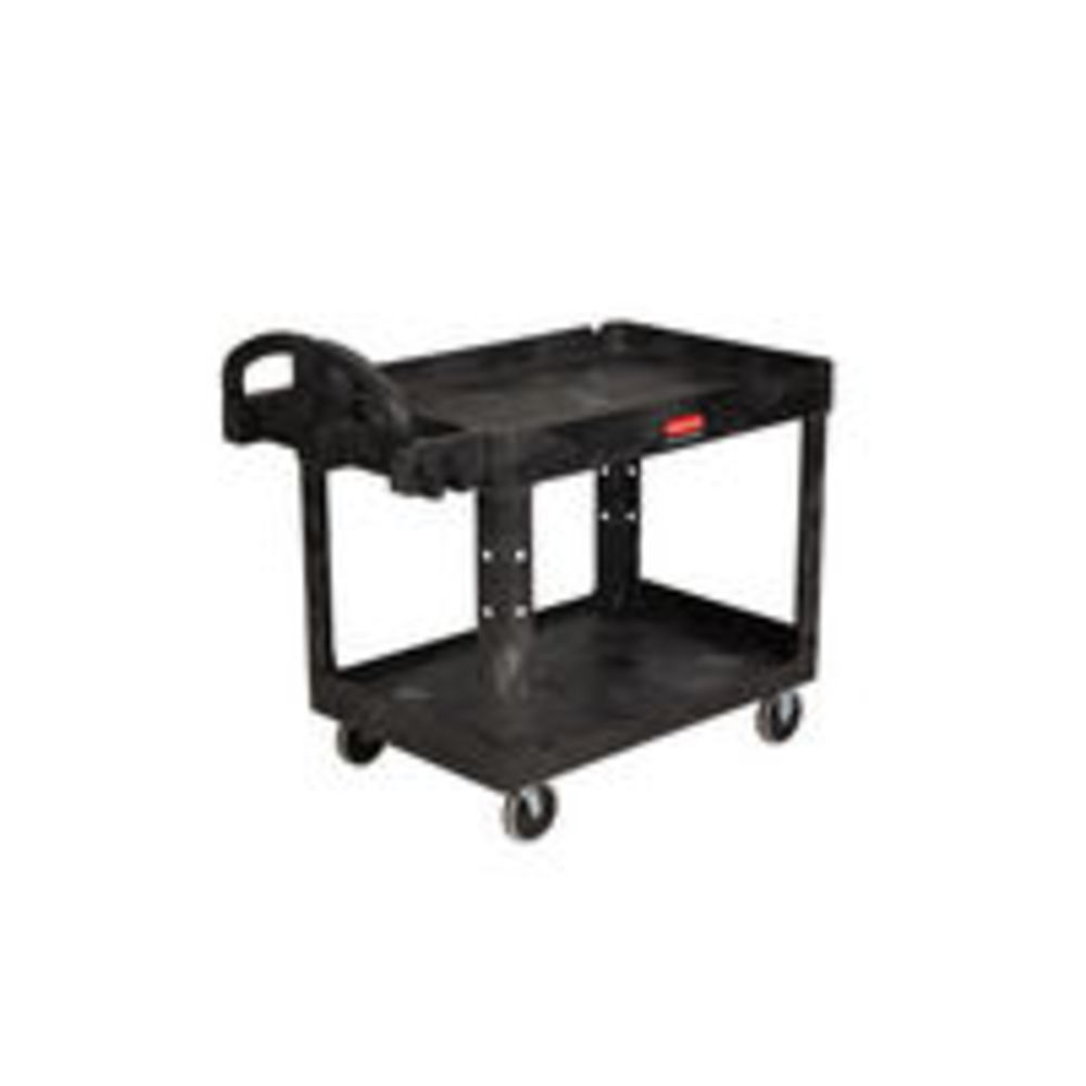 Rubbermaid Beige Plastic 2-Shelf Lipped Top Heavy-Duty Utility Cart - 45  1/4L x 25 7/8W x 33 1/4H