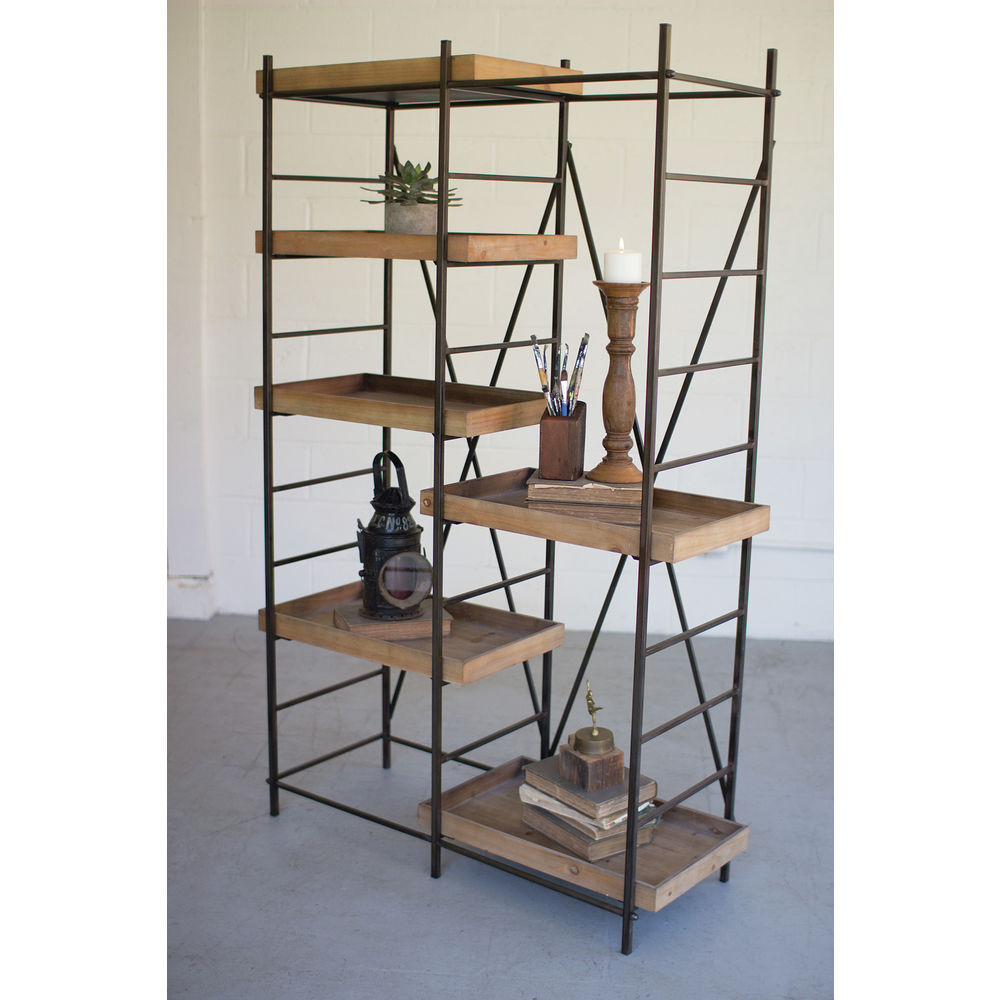Kalalou CHW1499 Metal & Wood Coat Rack with Round Shelves