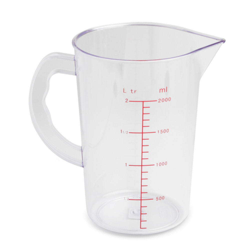 Royal Industries Polycarbonate Liquid Measuring Cup, 2 quart cup, graduated  in cups/ml
