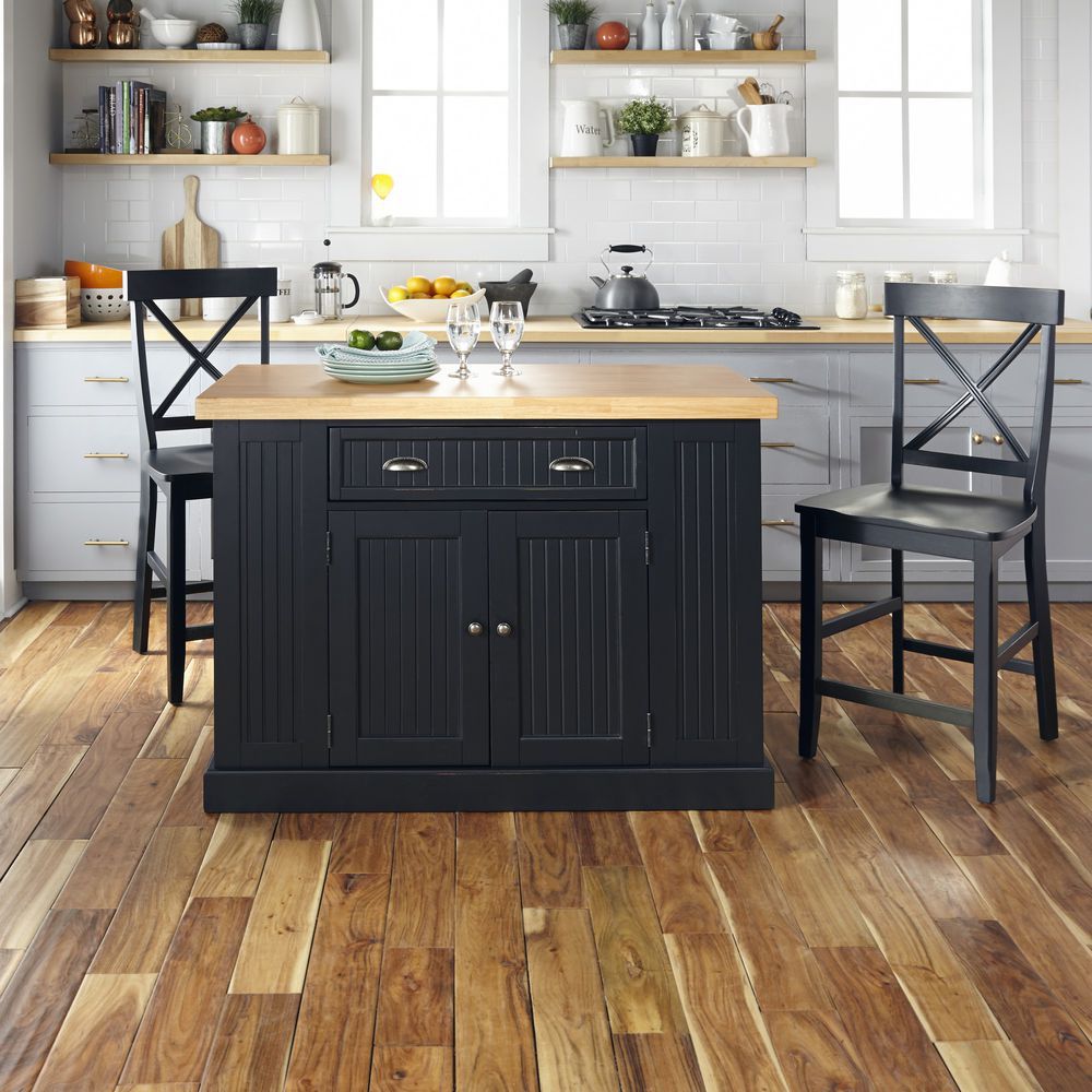 small white kitchen island with stools