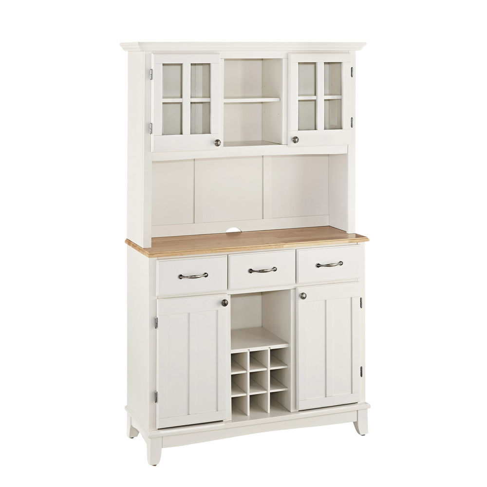 Homestyles 44 White Buffet Of Buffet With Natural Wood Top And