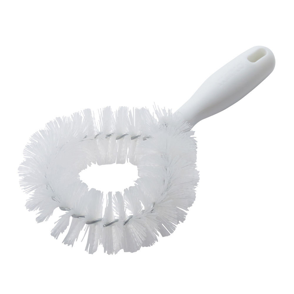 Winco White Soft Bristles Bottle Cleaning Brush with Plastic Handle, 12 x 2  3/4 x 2 3/4 inch -- 48 per case