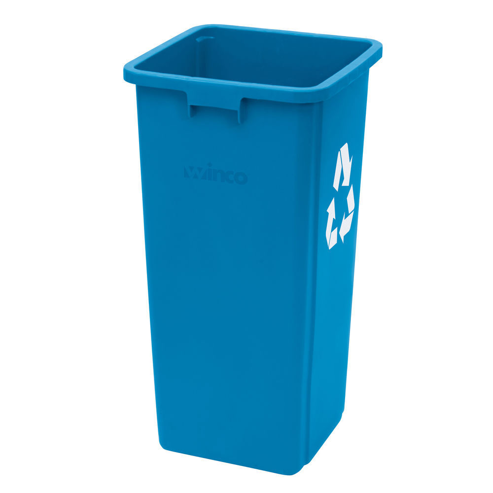 Winco PTCS-23L Square Trash Can, 23 Gallon, Blue