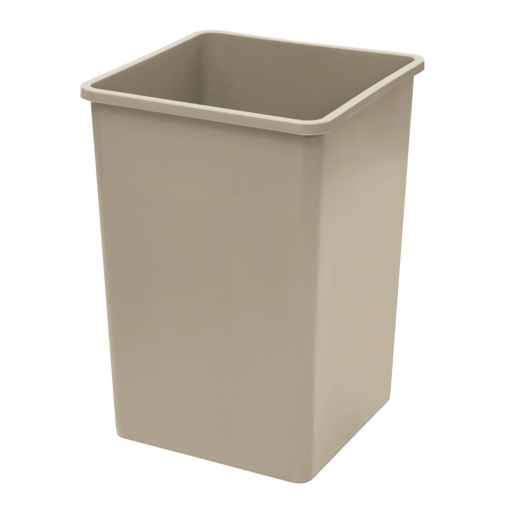 Winco 35 Gallon Square Tall Trash Can, 19-1/2 Square x 27-5/8H, Beige
