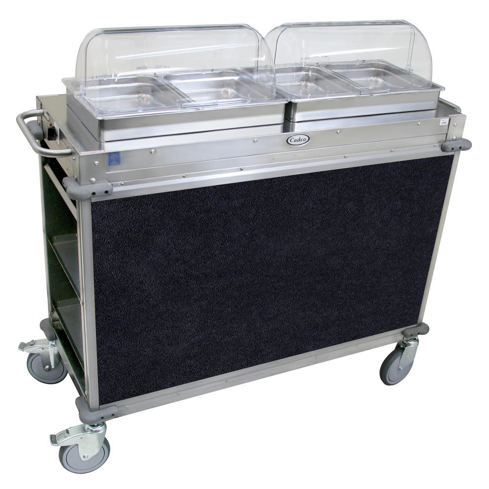 Cadco 2 Bay MobileServ Cart - (2 Full Size Hot Buffet Servers incl 