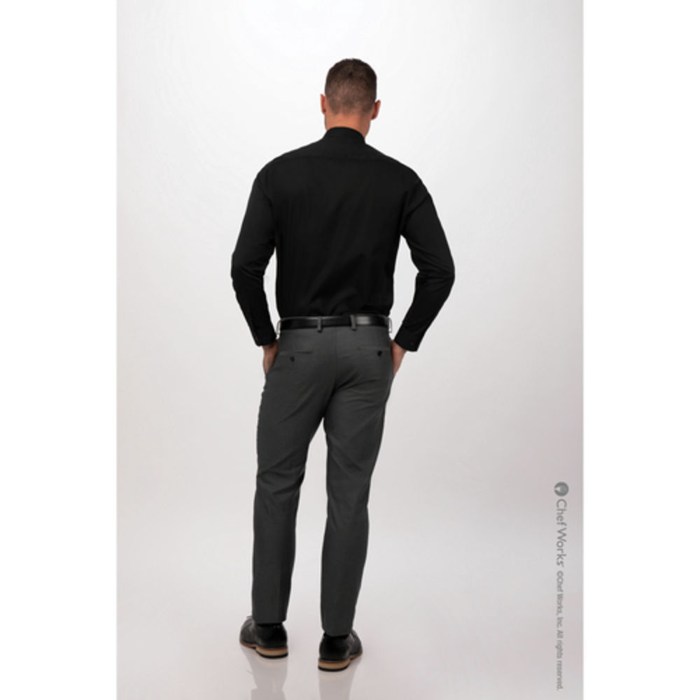 ChefWorks Shirt-Con-Mens-Banded-L/S/Black/4XL