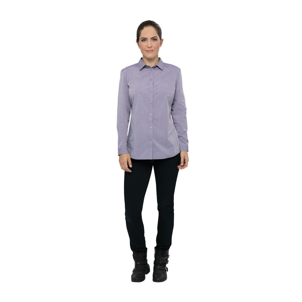 Chef Works Women's Modern Chambray Dress Shirt - L - Purple