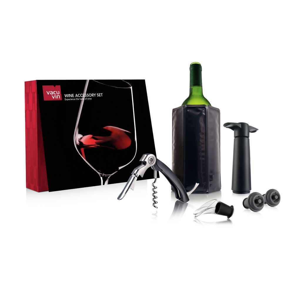 gavnlig trompet Trives Vacu Vin Wine Accessory Set (Active Cooler, Waiter's Corkscrew, 1 pump, 2  stoppers, 1 server)