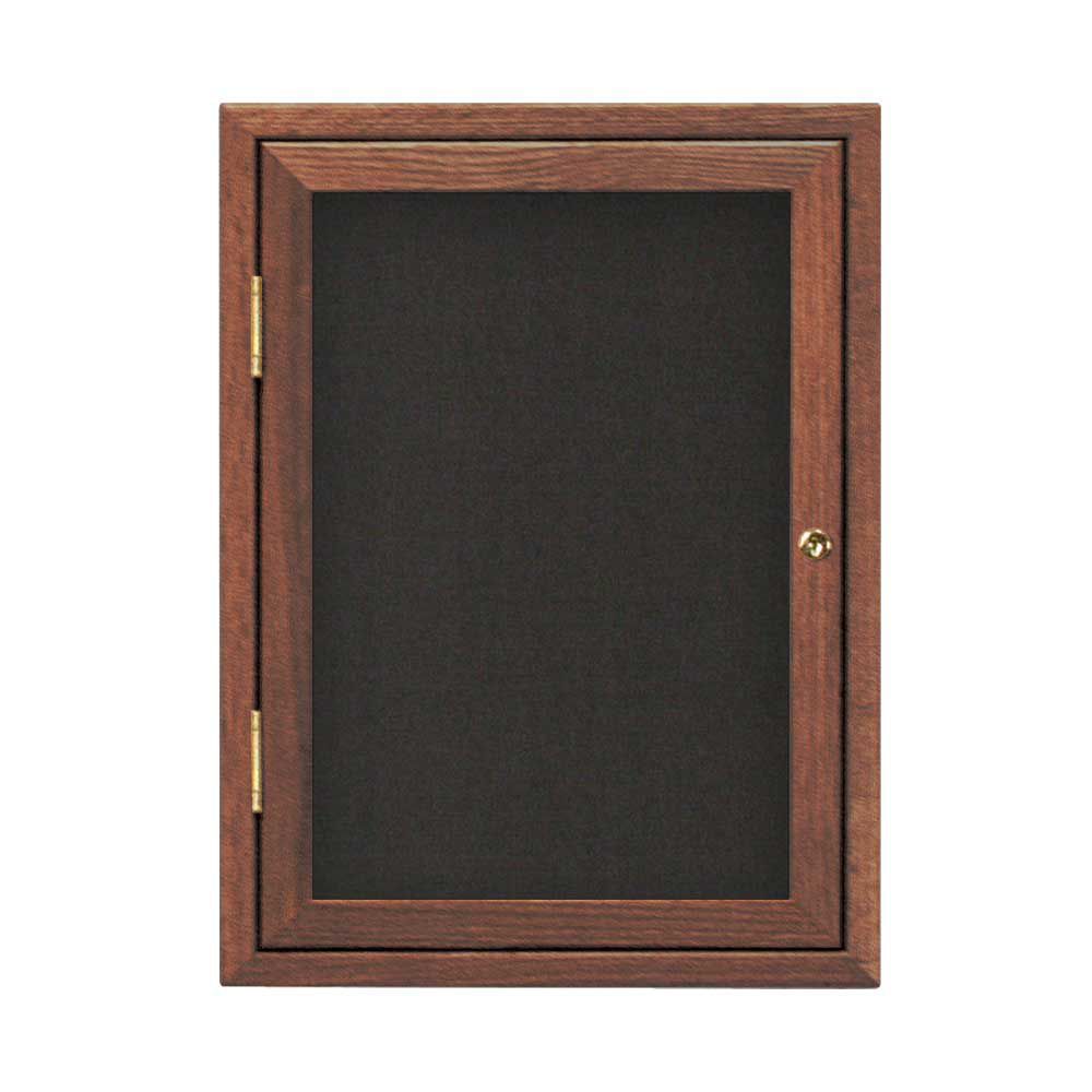 United Visual Products 18 x 24 Single Wood Enclosed Corkboard-Black  Fabric backing board/Walnut Wood Stain frame
