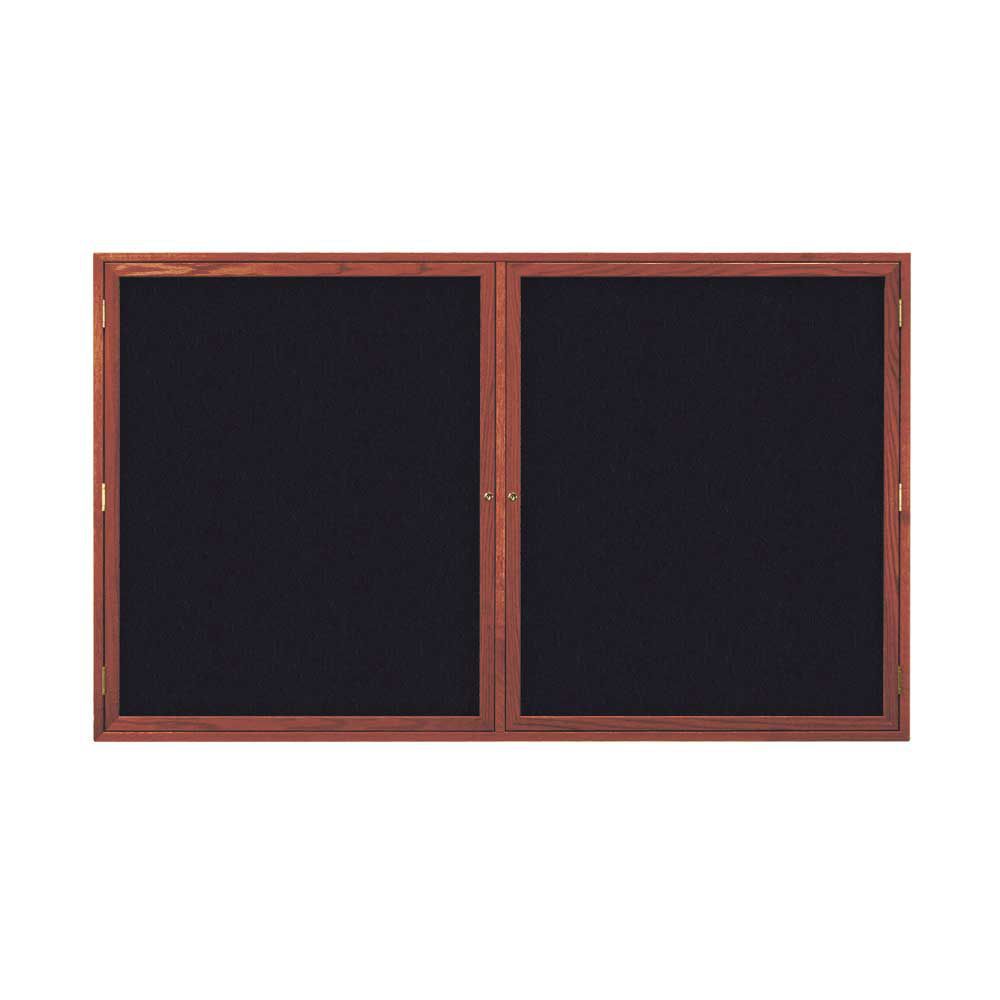 United Visual Products 60 x 36 Double Wood Enclosed Corkboard-Rubber backing  board/Cherry Wood Stain frame