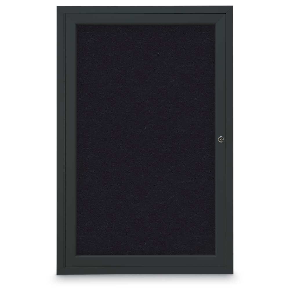 United Visual Products 24 x 36 Single Door OutdoorEnclosed Corkboard -  Rubber backing board, Black anodized aluminum frame