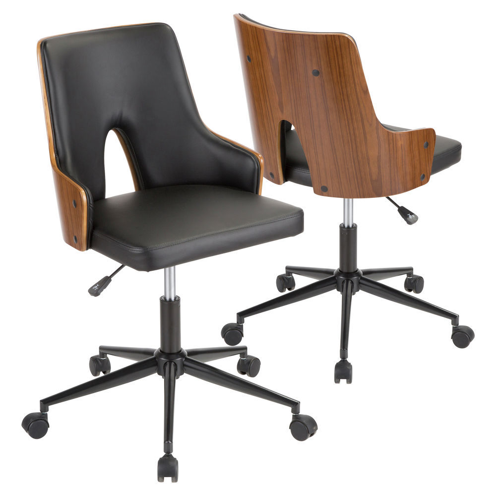 Lumisource Stella Mid Century Modern Office Chair In Walnut Wood