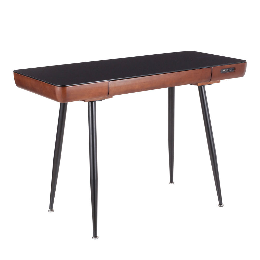 Lumisource Boom Mid Century Modern Desk In Black Metal With A