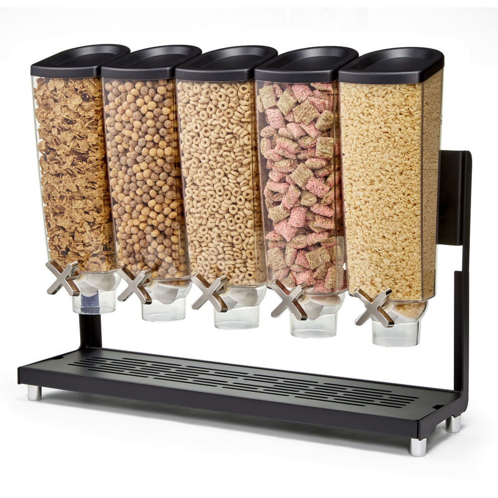 Rosseto EZ-PRO Five-Container Table Top Cereal Dispenser Stand & Catch  Tray, Black