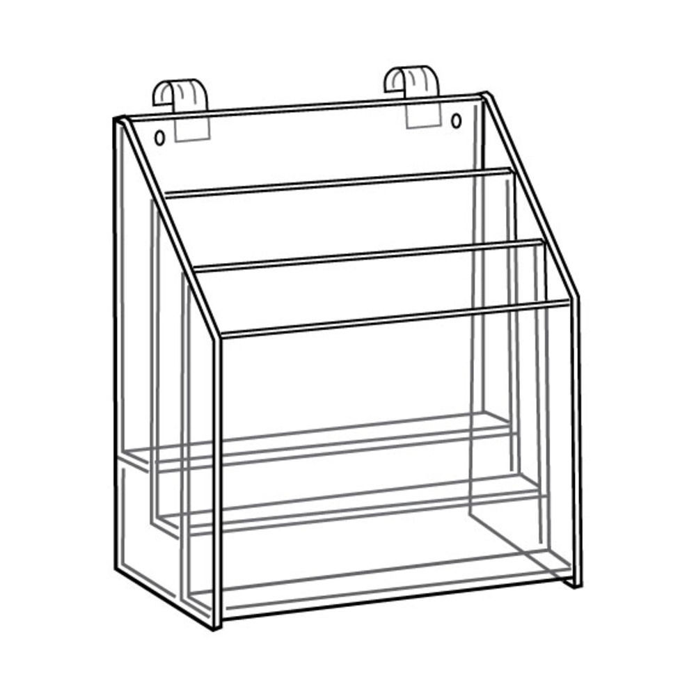 Aarco Display Products Gridwall 3 Tier Brochure Holder, For 8 1/2" x 11"