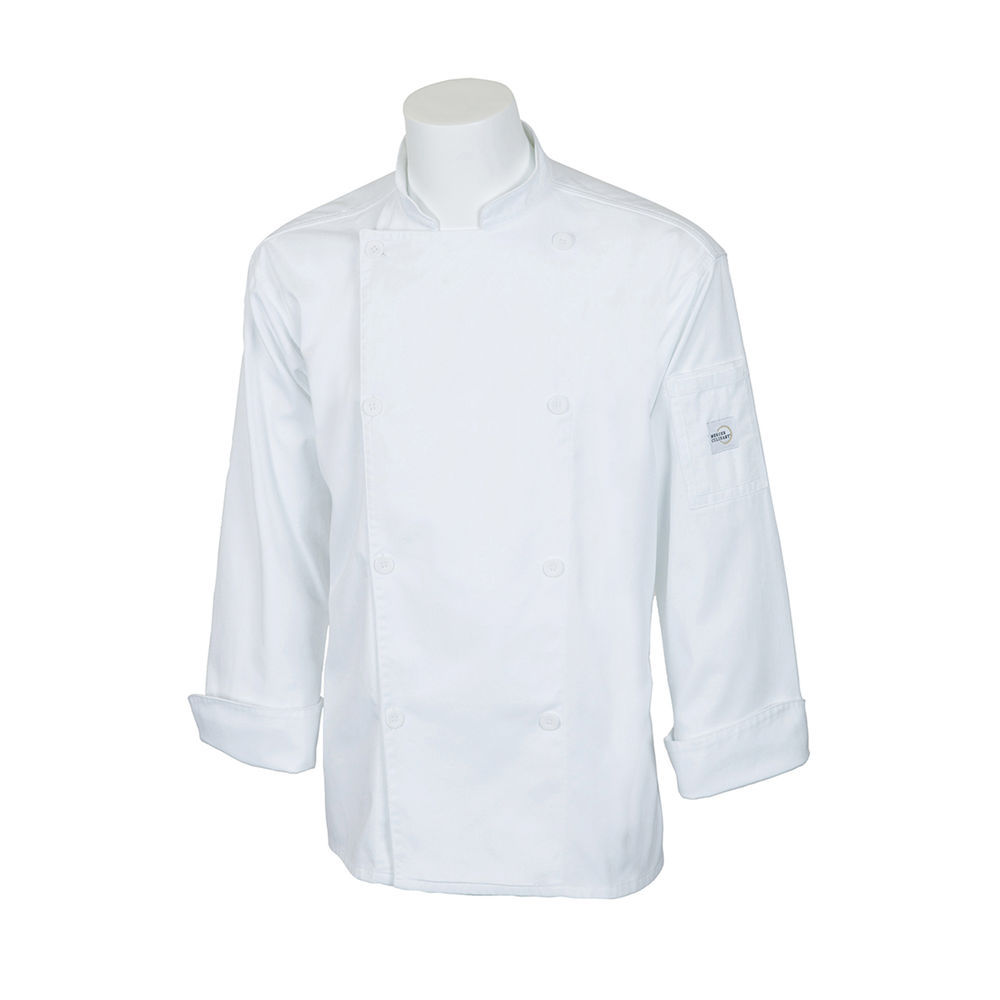 Mercer Culinary M61012BK4X Genesis Men's Short Sleeve Chef Jacket with Traditional Buttons Black 4X-Large 