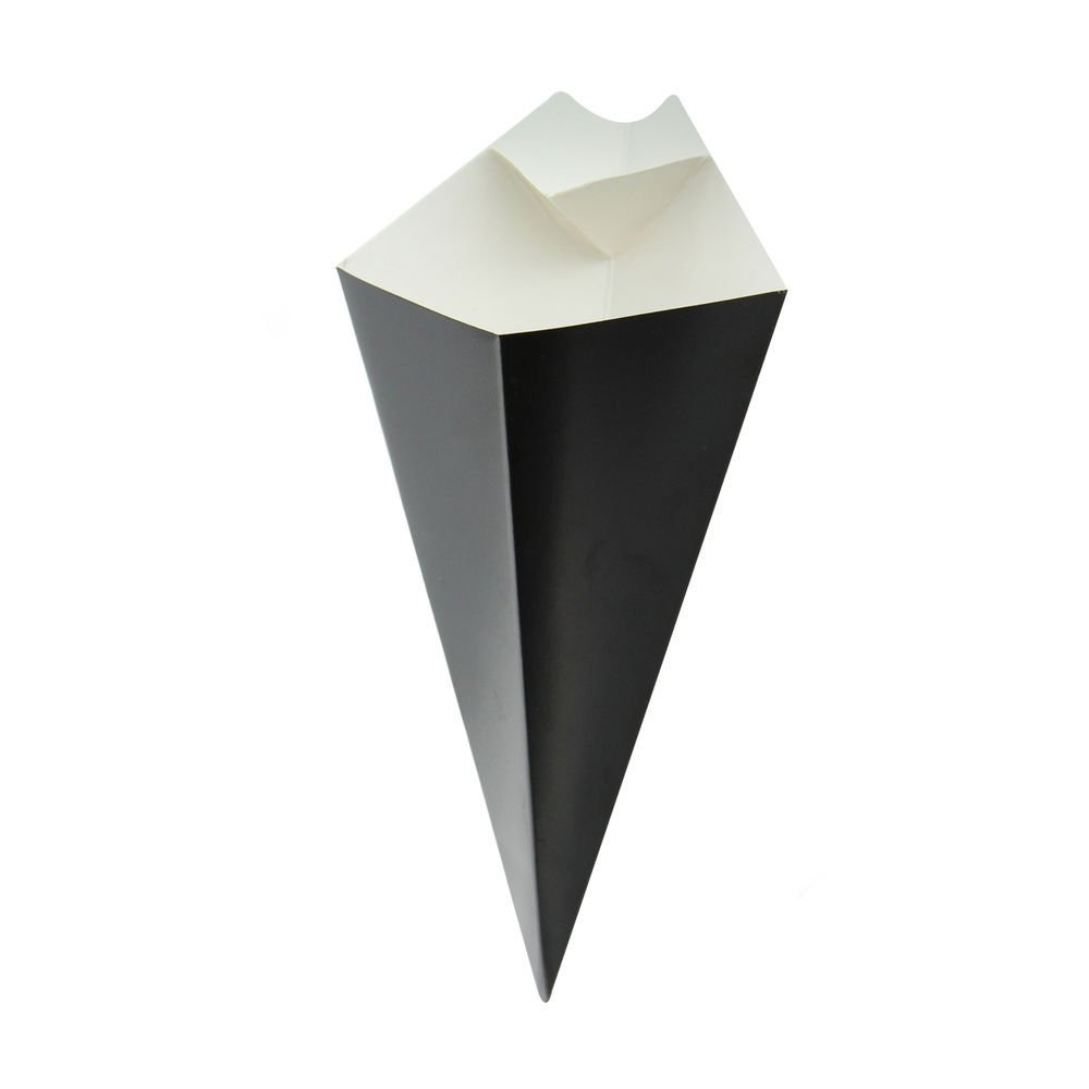 White Paper Cones with Built in Dipping Sauce Compartment - 8oz