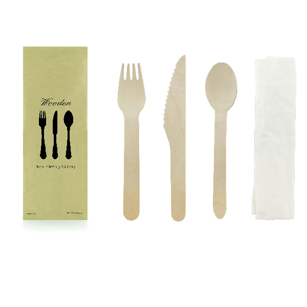 Wood Fiber Composite Reusable Cutlery 3/1 Kit (Knife + Fork + Spoon) 7.08in - 50 Pcs