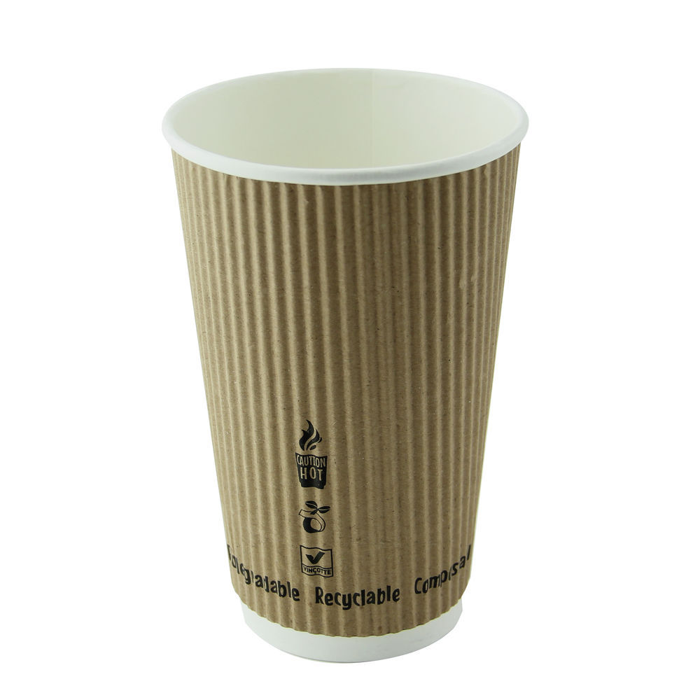 Packnwood Double Wall Kraft Compostable Paper Cups - 16 oz - Dia: 3.5 H :  5.4,500/cs