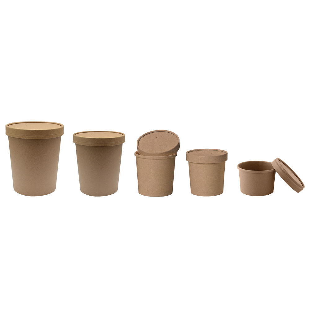 [200 Pack] 32 oz Disposable Kraft Paper Soup Containers with