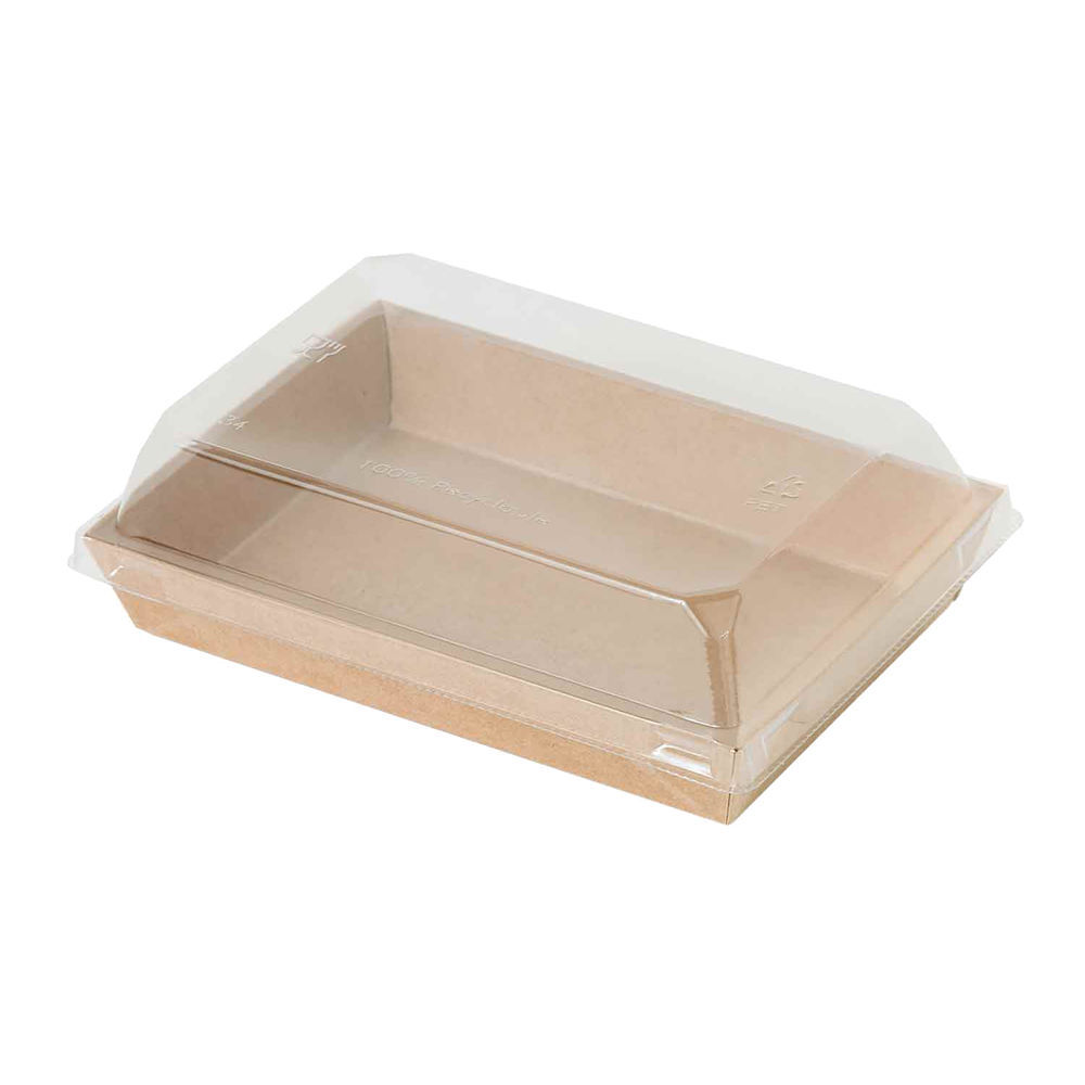 Solia Cardboard Salad Box w/ PET Lid and Paper Band 30.4oz 6.3x6.3 H4.1 in  (250 pc/c)