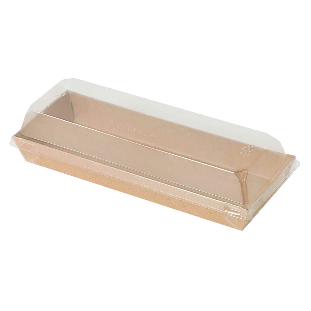 Solia Cardboard Salad Box w/ PET Lid and Paper Band 30.4oz 6.3x6.3 H4.1 in  (250 pc/c)