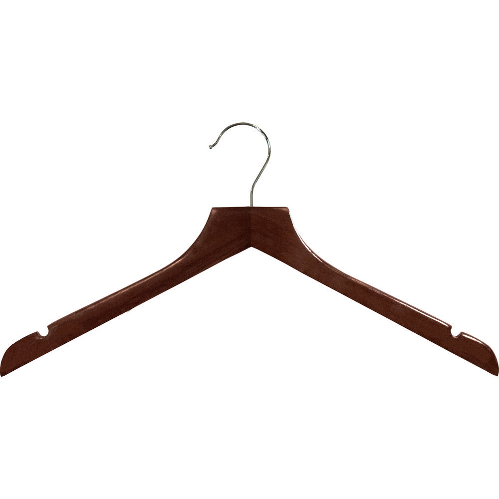 Wooden Hangers W/ Notches - 17 Length/ 4 1/4 Neck - 50/Pack