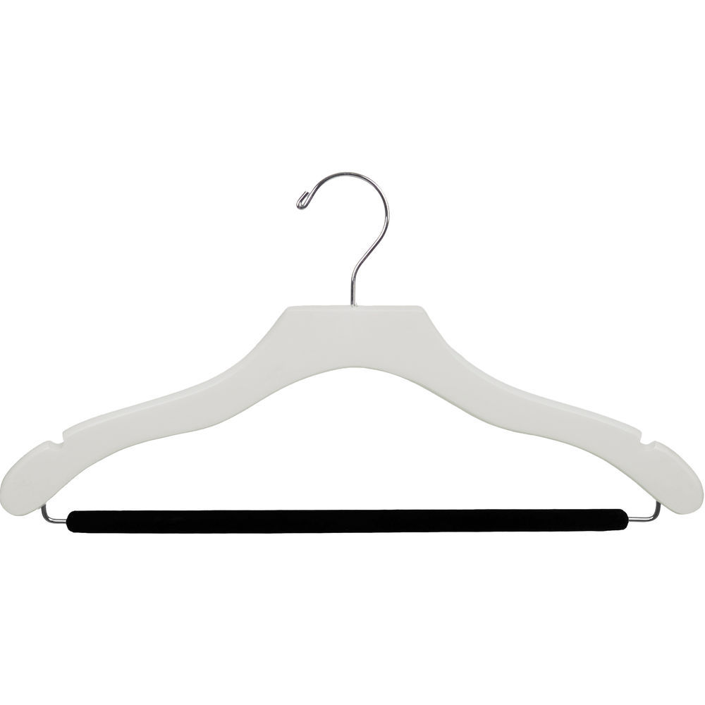 White Suit Hanger w/ Bar - Black & White Wood Hangers