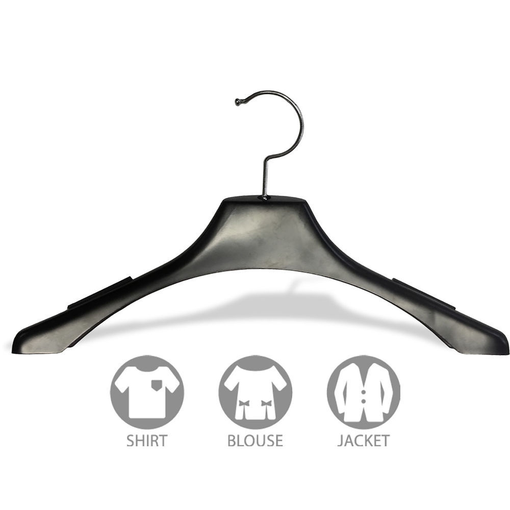 Hangerworld 15 Black 17inch Plastic Notched All Purpose Coat Clothes  Garment Dress Shirt Top Hangers