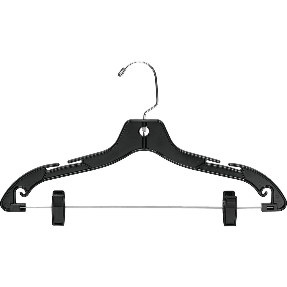 International Hanger Matte Black Plastic Combo Hanger W/ Clips & Notches  (17 X 3/8) Box of 100