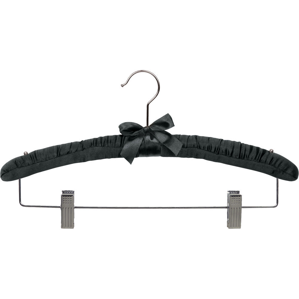 International Hanger Black Padded Combo Hanger W/ Clips (16" X 1") Box